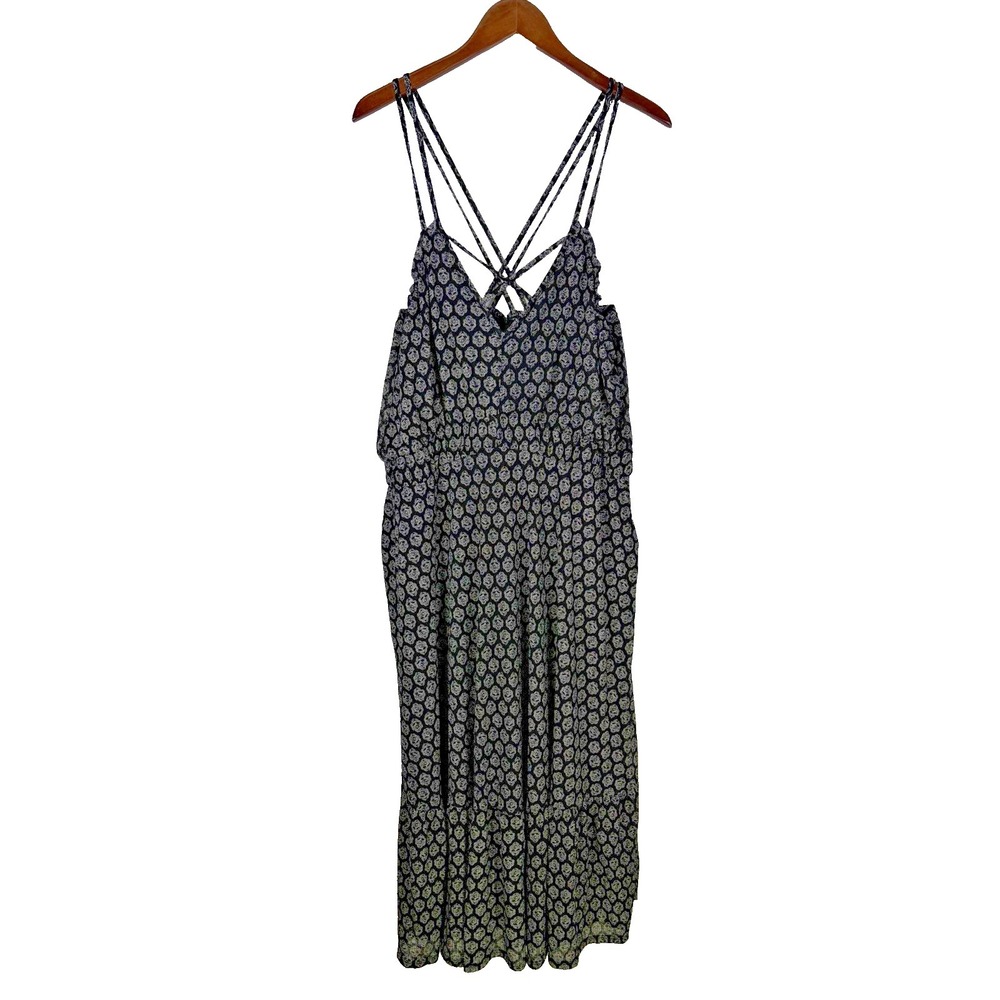 Torrid Knit Gause Strappy Midi Dress Size 2‎ (2X) Black Floral NWT Whimsygoth